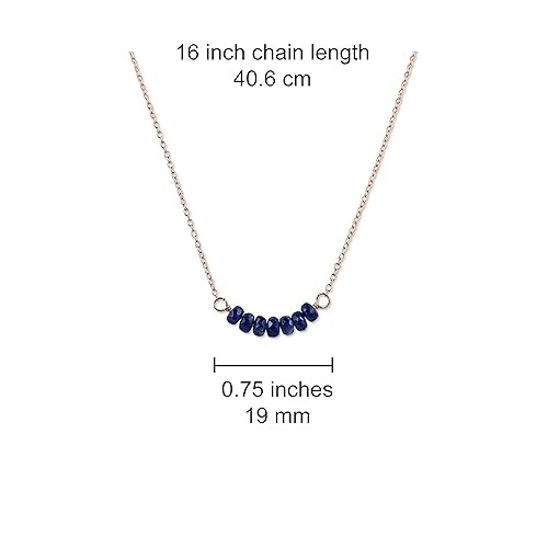 Miniatura 3 de Rebecca Anne Handmade Jewelry Birthstone Bar Necklace, Rose Gold September Sapphire Necklace, 16" with 2" Extender, Personalized Layering Necklace