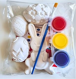 Easter Egg Painting Set Kids with 3-4 Shapes, Brush, Mixing Chart, Spring Easter Egg Painting Set (Bunny & 2 Eggs)