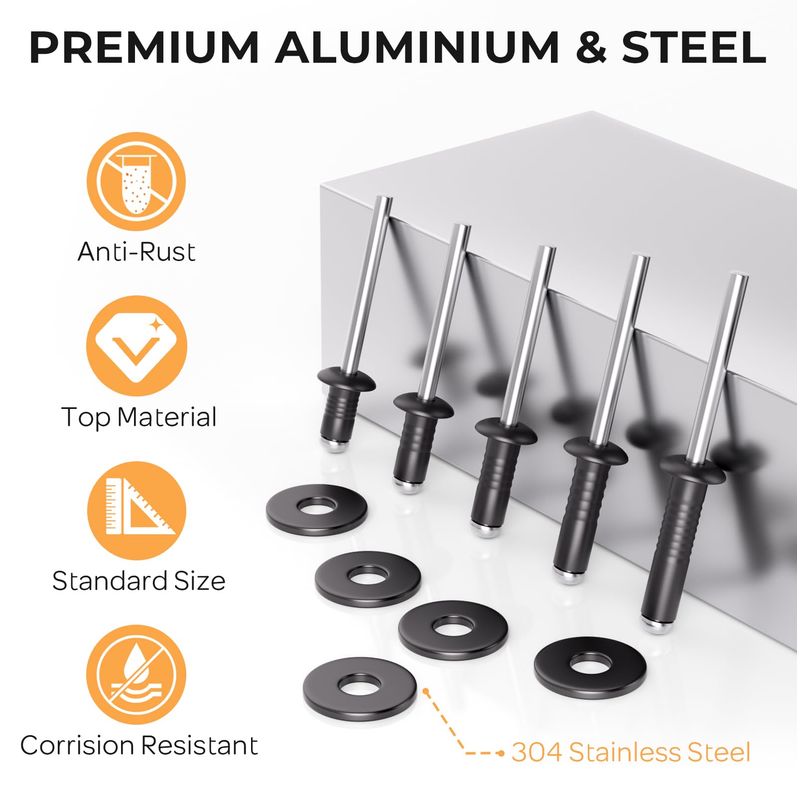 1000 Black Pop Rivets Kit with Washers - DIY & Automotive -4