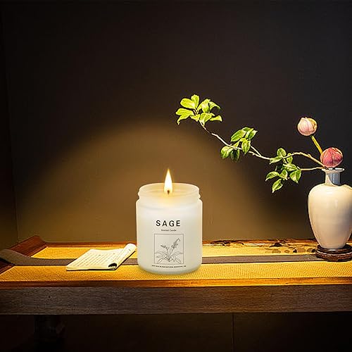 Miniatura 8 de Paquete de 4 velas aromáticas para el hogar, juego de velas de larga duración de 28 onzas y 200 horas, velas de salvia para limpiar la casa y velas
