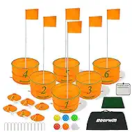 Bearwill Golf Bucket Game for Family, Adults and Kids Portable 6 Hole Golf Course with Balls and Flag, Outdoor Indoor Golf Yard Game for Park, Beach, Lawn, Camping
