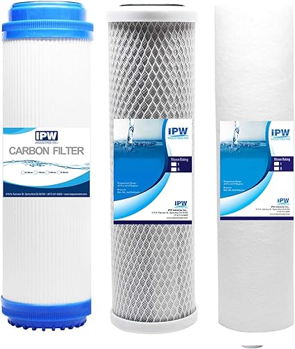 Se adapta a iSpring F3 Juego de filtros de repuesto universales de 10 pulgadas para ósmosis inversa y sistemas de filtración de agua de 3 etapas,