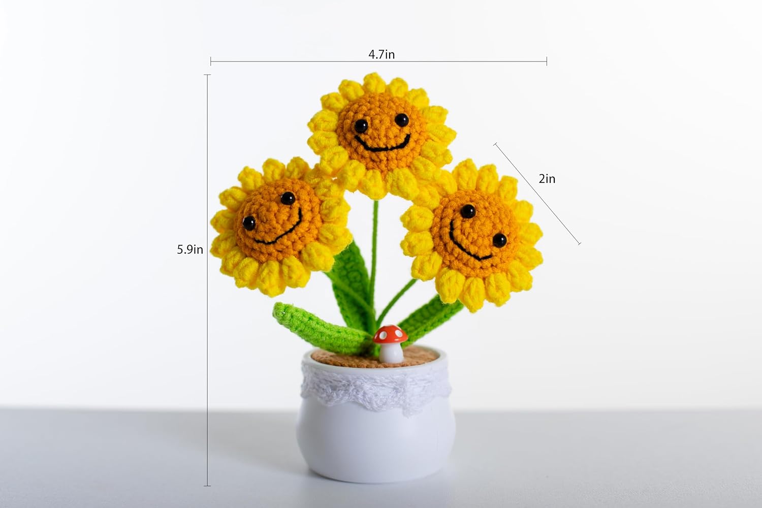 Finish Mini Crochet Flowers, Smiley Sunflowers, Crochet Sunflowers, Table Decorations, Gifts for Friends and Lovers (Smile) - Image 3