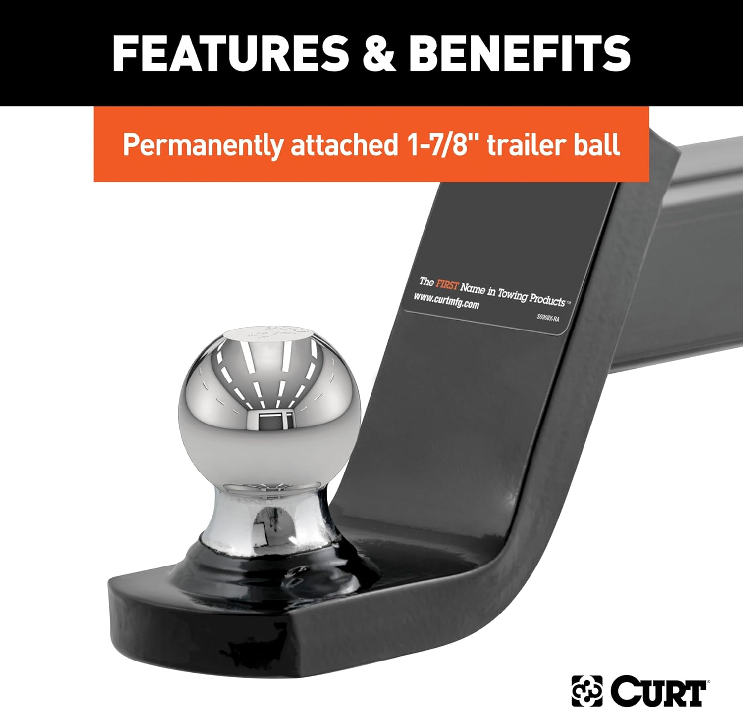 Curt 45151 2" Fusion Ball Mount with 1-7/8" Welded Ball