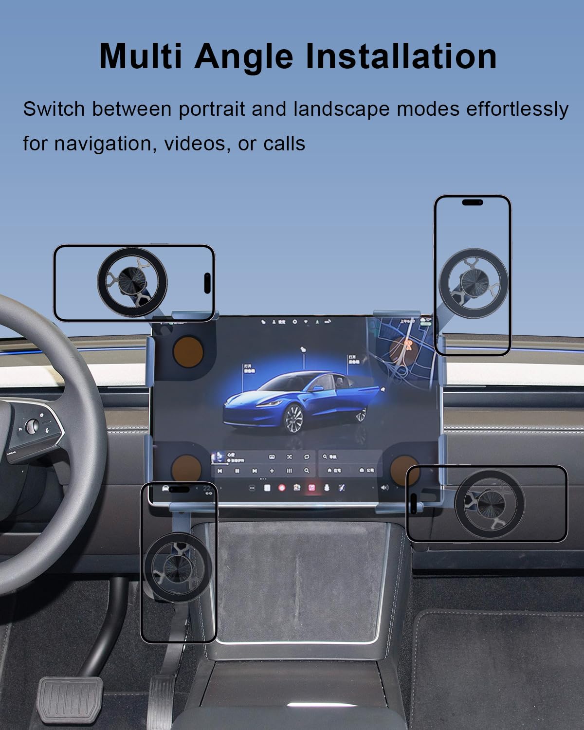 Magnetyczny samochodowy uchwyt na telefon komórkowy do modelu Tesla 3/Y/S/X, uchwyt na telefon do ekranu MagSafe, silny magnes, moc, nie wymaga kleju, pasuje do wszystkich akcesoriów do