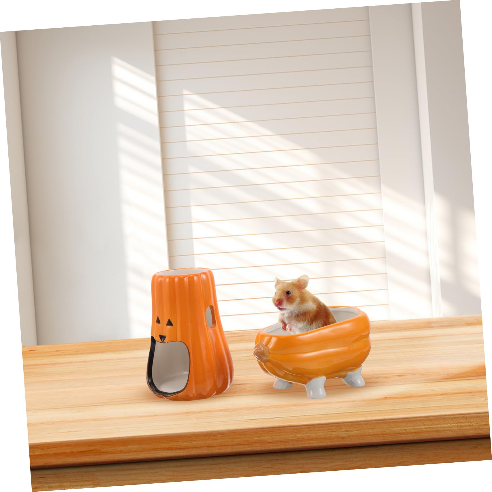 GANAZONO Keramik Hamster Trinkflaschenhalter Kürbisform Wasserhalter für Kleine Tiere Wie Hamster Mäuse Ratten Meerschweinchen Stabiler Ständer für Käfigzubehör und Trinkflaschenhalter