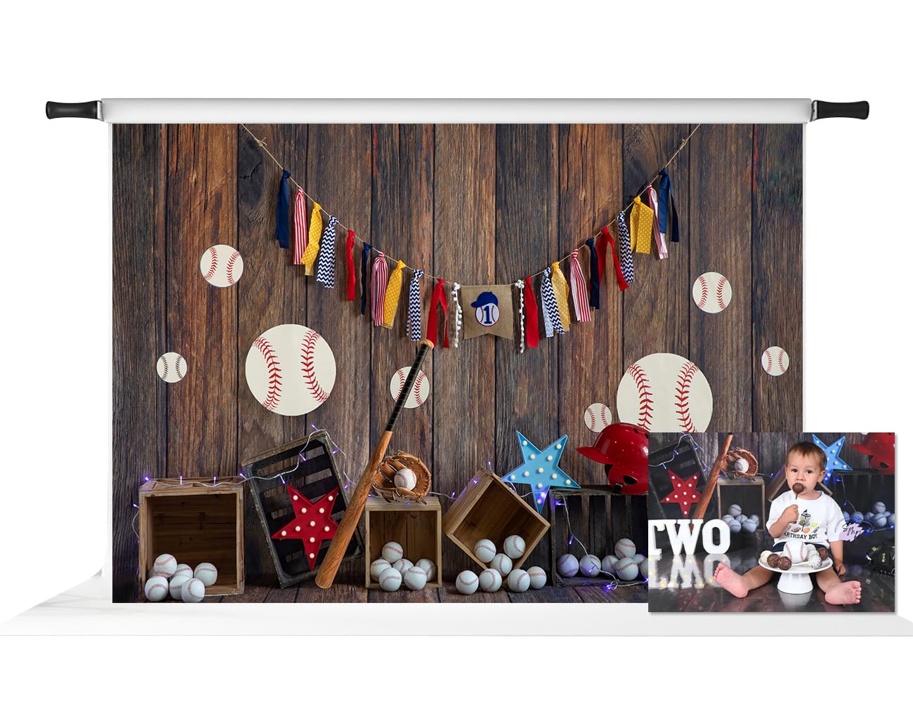 Kate 7x5ft Happy Birthday Baseball Backdrops for Photographers Boys Home Party Decoration Brown Wood Wall Background Photo Studio Props