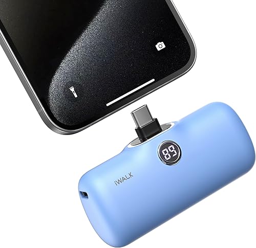 iWALK LinkPod Cargador portátil, PD USB C Power Bank actualización 2023 Batería pequeña de carga rápida con pantalla LED compatible con Samsung S23,