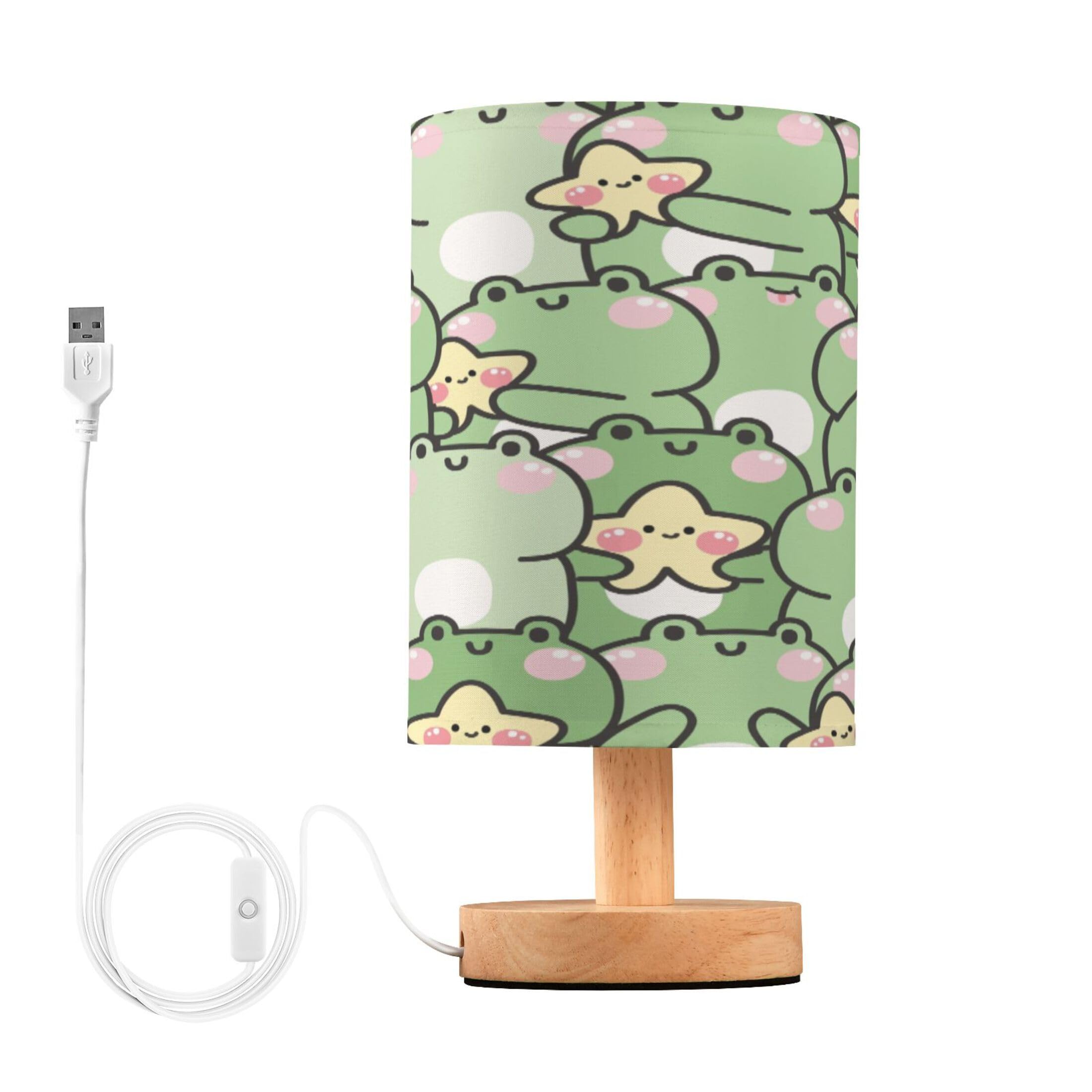 Sevdomey Cute Frog with Star Bedside Table Lamp with USB Port, No Bulb Needed, Warm LED Light for Bedroom, Living Room, Office - Bedside Table Lamp for Reading, Study, Decor