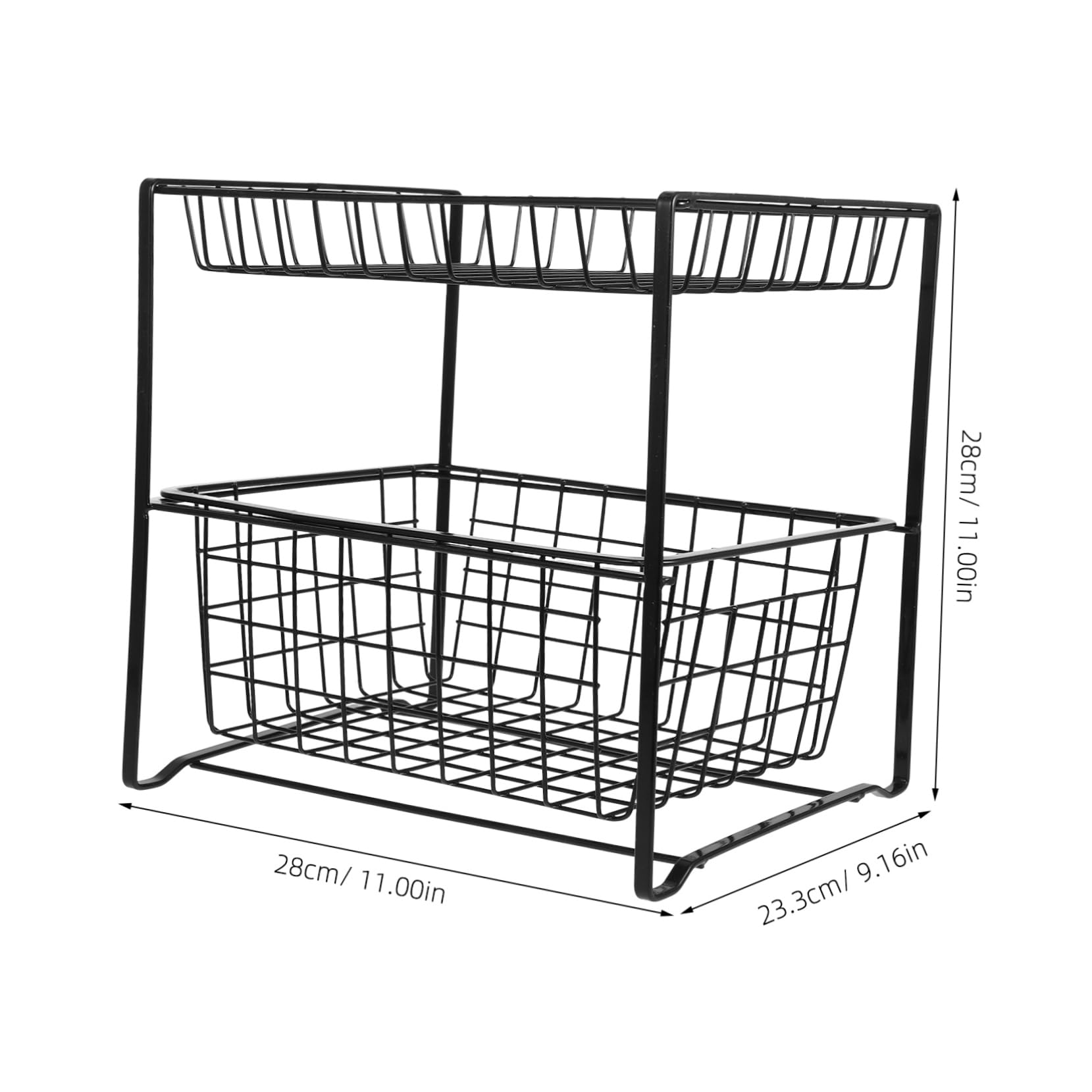 COLLBATH Organizador Extraíble de Hierro Negro de Dos Niveles para Lavabo | Diseño Ahorra Espacio, Apto para Cocina y Lavandería, Solución Robusta para Esenciales y Tocador