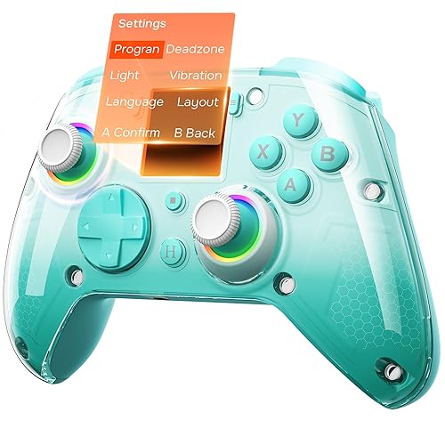 GUSGU G7 Wireless Gaming Controller with Interactive Screen, 1000Hz Polling Rate, Hall Joysticks & Triggers, 4 Programmable Buttons, Compatible with