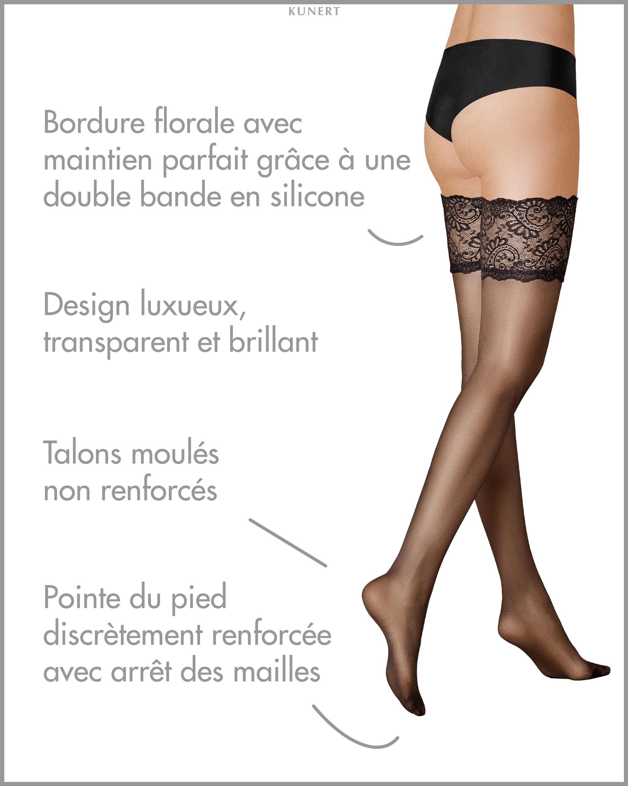 Image secondaire de Bas Autofixants Satin Look 20 en Dentelle pour Femme - Kunert
