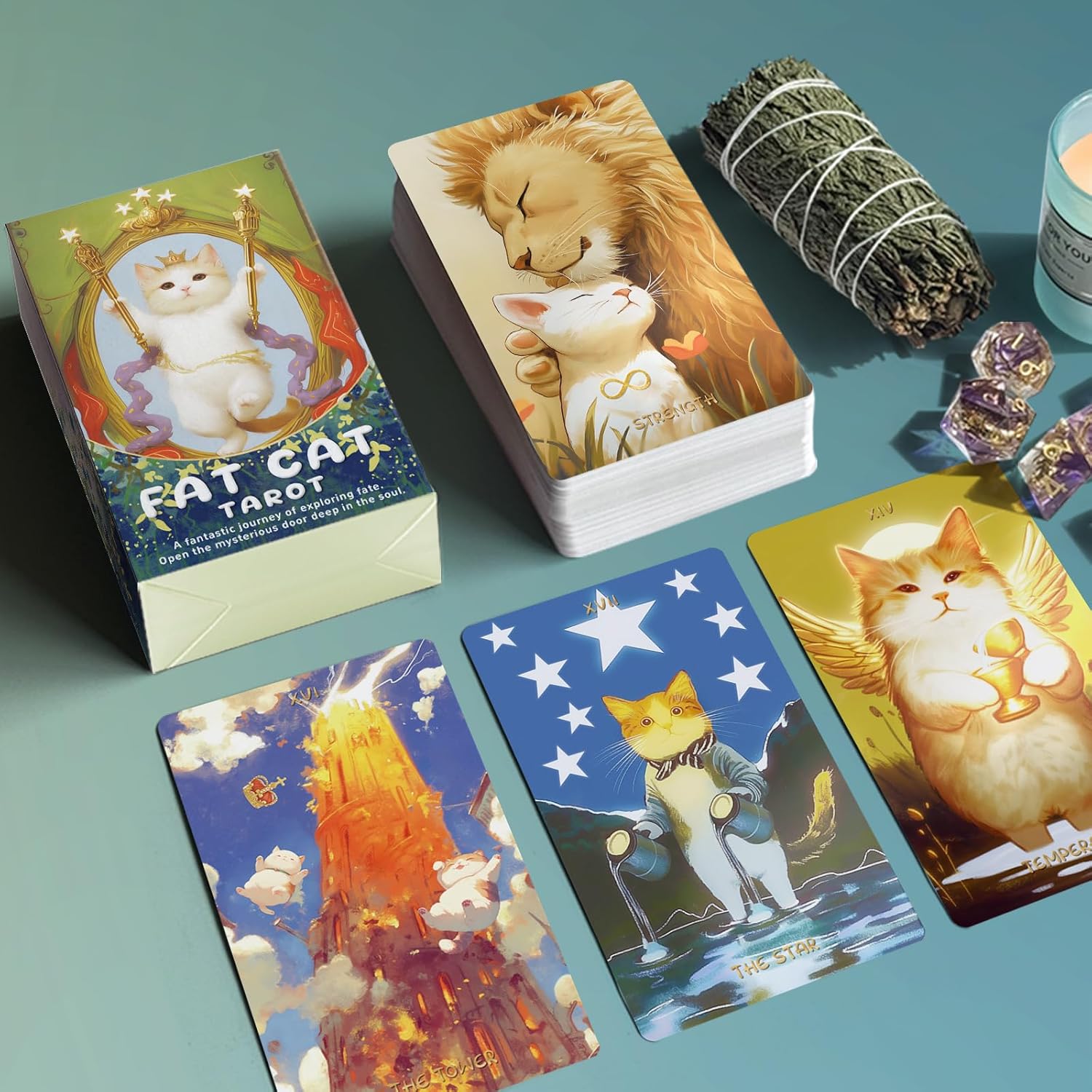 Cat Tarot Cards for Beginners,78 pcs Tarot Deck ,Tarot Cards with Guide Book,Cute Cartoon cat Style Tarot Fortune Telling, Original and Beautiful Everyday Witch Decks - Image 2