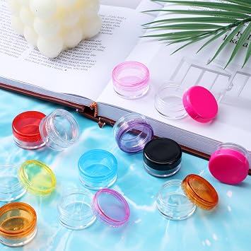 20 Pack 5ml Clear Sample Pots, Small Travel Containers for Creams 5 Gram Plastic Empty Cosmetic Jars with Lids Tiny Travel Leak Proof Refillable Makeup Storage Jars for Lip Balm Scrub Glitter Bead