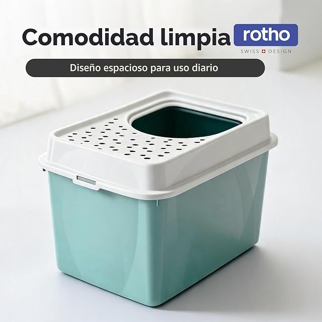Foto 2 de 7 de Arenero para Gatos Rotho My Pet Berty 57 x 40 x 33 cm Blanco/Verde