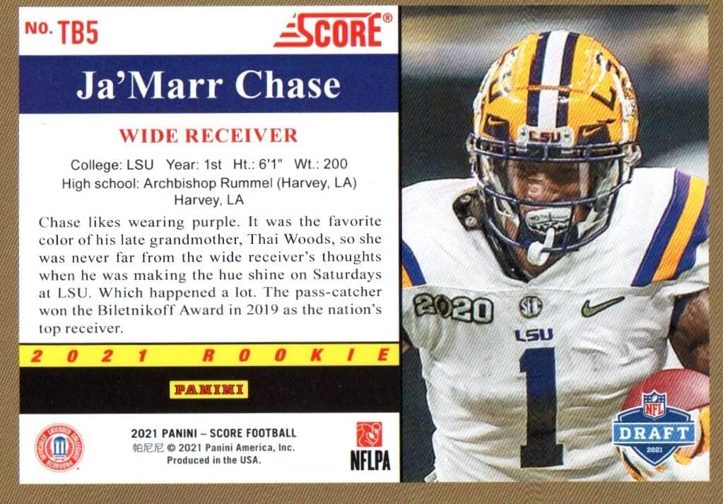 Ja'Marr Chase 2021 Rookie Card Score Collectible Football Card- 2021 Panini Score Football Card #TB5 (Tigers) Free Shipping & Tracking