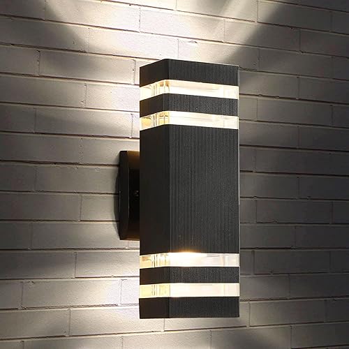 tewei 1 paquete de 12 luces cuadradas de pared para exteriores de 12 pulgadas, moderna lámpara exterior negra de aluminio, impermeable, para porche,