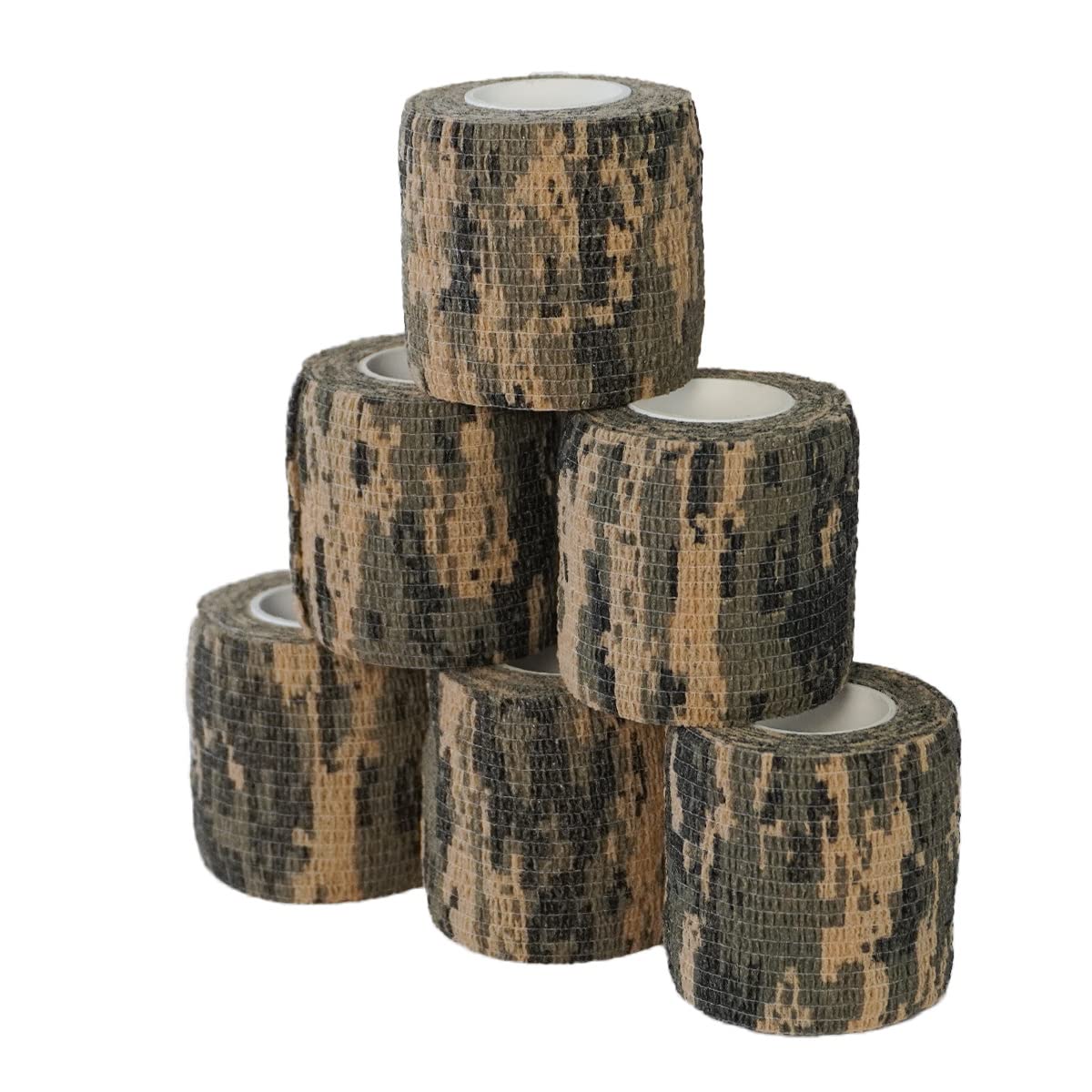 U-KIME Self-Adhesive Camouflage Camo Wrap Protective Tape, 2inch Width 14.7 Feets/4.9Yards Length Multi-Functional Non-Woven Fabric Stealth Tape Stretch Bandage, Desert