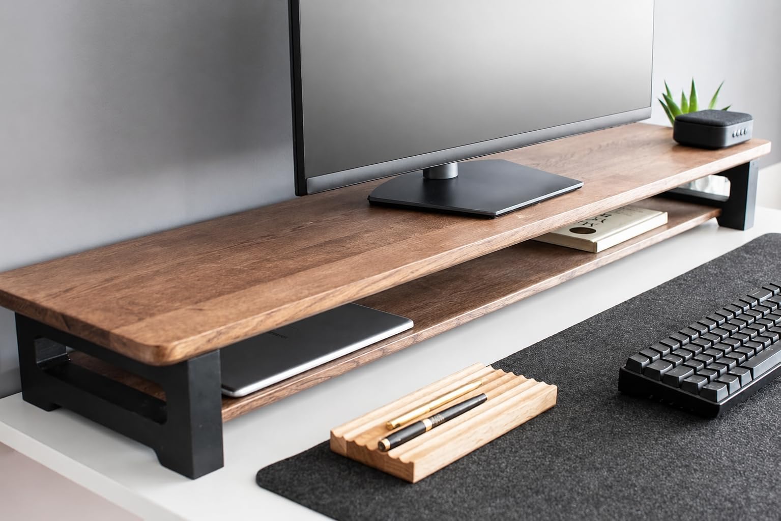 carpentray Store 100Cm Wooden Monitor Stand with Storage Organizer for Desk, Tables, Office, Home, Studio, Study Table | Desktop Ergonomic Monitor Sta...