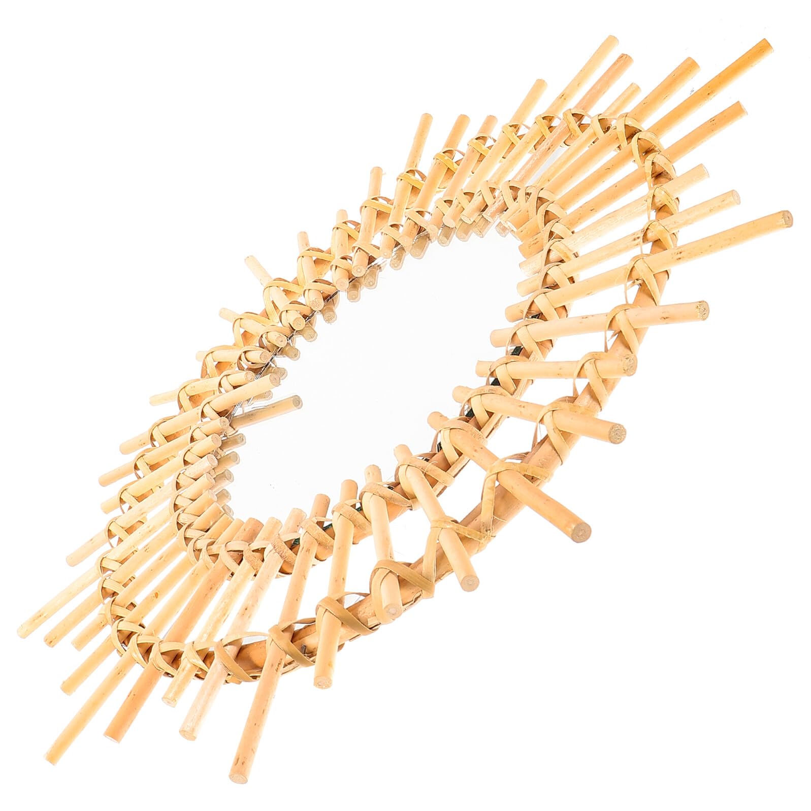 Miroir suspendu rotin haut de gamme tissage artisanal pour maquillage et entrée