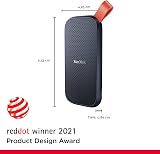 SANDISK Portable SSD 1TB (Read speeds up to 800 MB/s, USB 3.2 Gen 2, USB-C, NVMe Solid State Performance, Updated firmware, fastening loop made of durable rubber) Black - 2