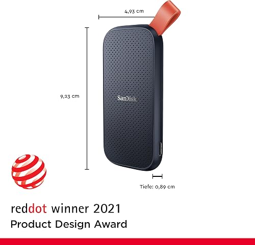 SANDISK Portable SSD 1TB (Read speeds up to 800 MB/s, USB 3.2 Gen 2, USB-C, NVMe Solid State Performance, Updated firmware, fastening loop made of durable rubber) Black - 2