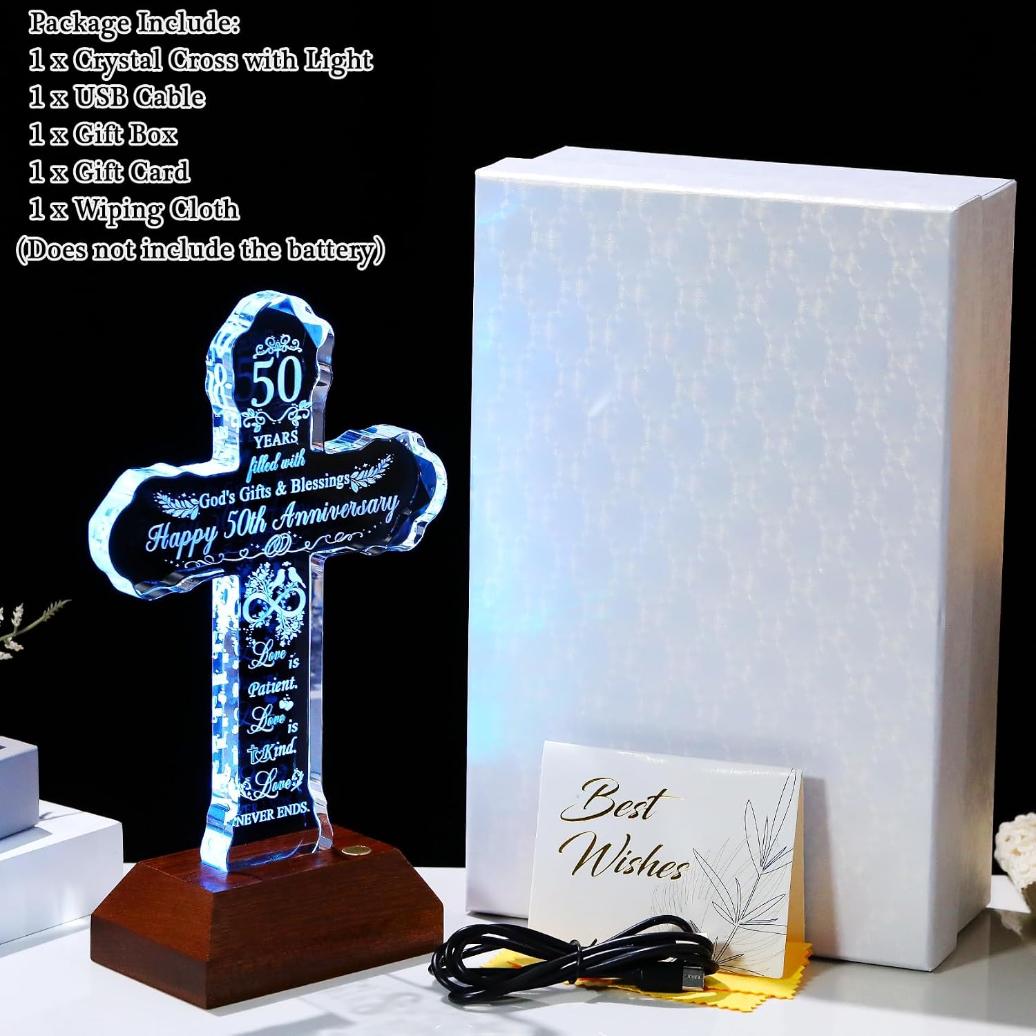 Ornalrist 50th Wedding Anniversary Religious Cross Gifts for Couples