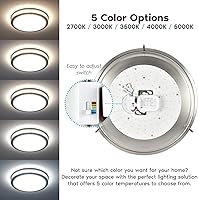 Vista 3 de LUXRITE 16 Inch LED Flush Mount Ceiling Light, CCT Color Temperature Selectable 2700K 3000K 3500K 4000K 5000K, Dimmable Ceiling Light Cromo