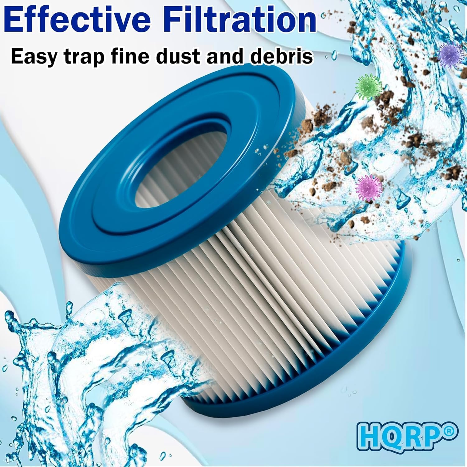 HQRP Type S1 Spa Filter Cartridge Replacement for Intex 29001E, 29011E, 11692, Compatible with PureSpa 28403E, 28429E, 28453E, 28441EP & More Hot Tub Models, Easy Set Pool Filter, 12-Pack