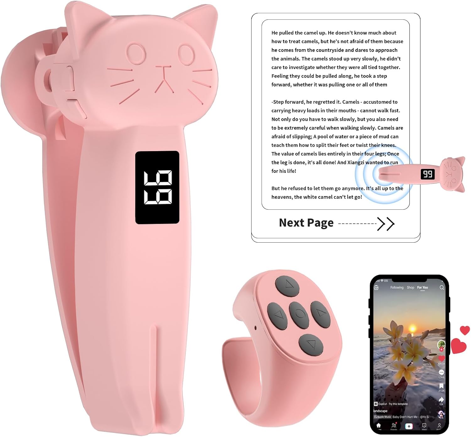 Remote Control Page Turner for Kindle Paperwhite Oasis Kobo Accessories Reading Novels & eReaders Camera with Video Recording Remote Triggers Page Turner Clicker for iPad Android Tablets (Pink) Remote Control Page Turner for Kindle Paperwhite Oasis Kobo Accessories Reading Novels & eReaders Camera with Video Recording Remote Triggers Page Turner Clicker for iPad Android Tablets (Pink)