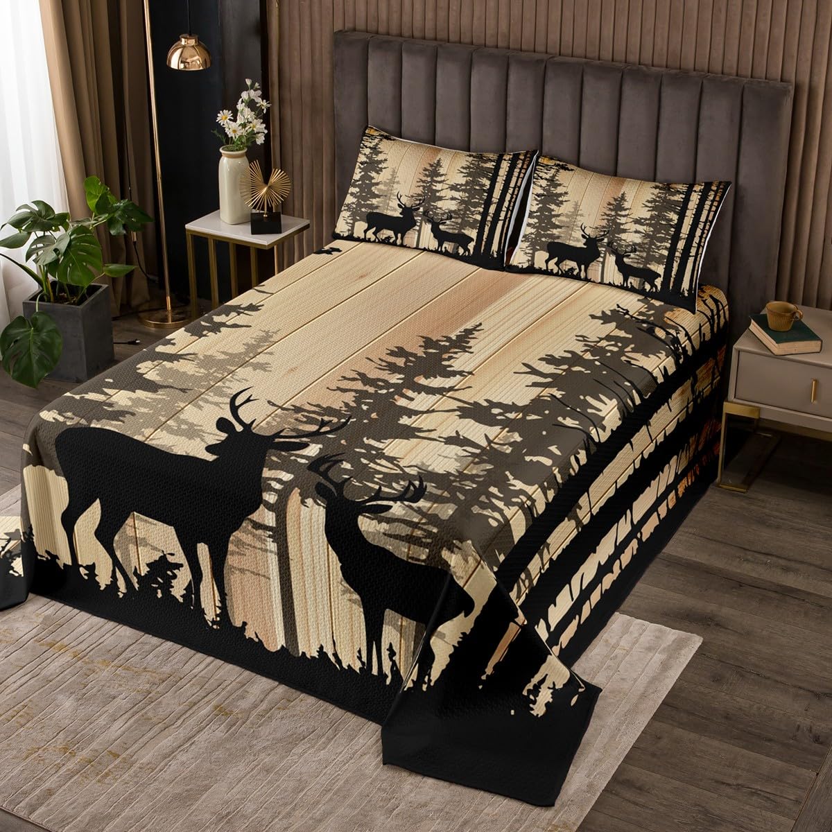 Couvre-lit matelassé cerf Homemissing idée cadeau pour amoureux nature