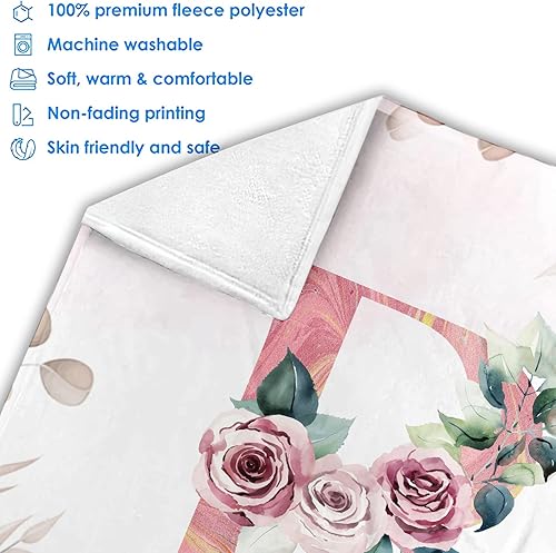 Miniatura 5 de Zocoshi TeeWarrior - Manta de bebé personalizada, manta de bebé con nombre para niñas, el mejor regalo para bebé, forro polar de felpa floral recién