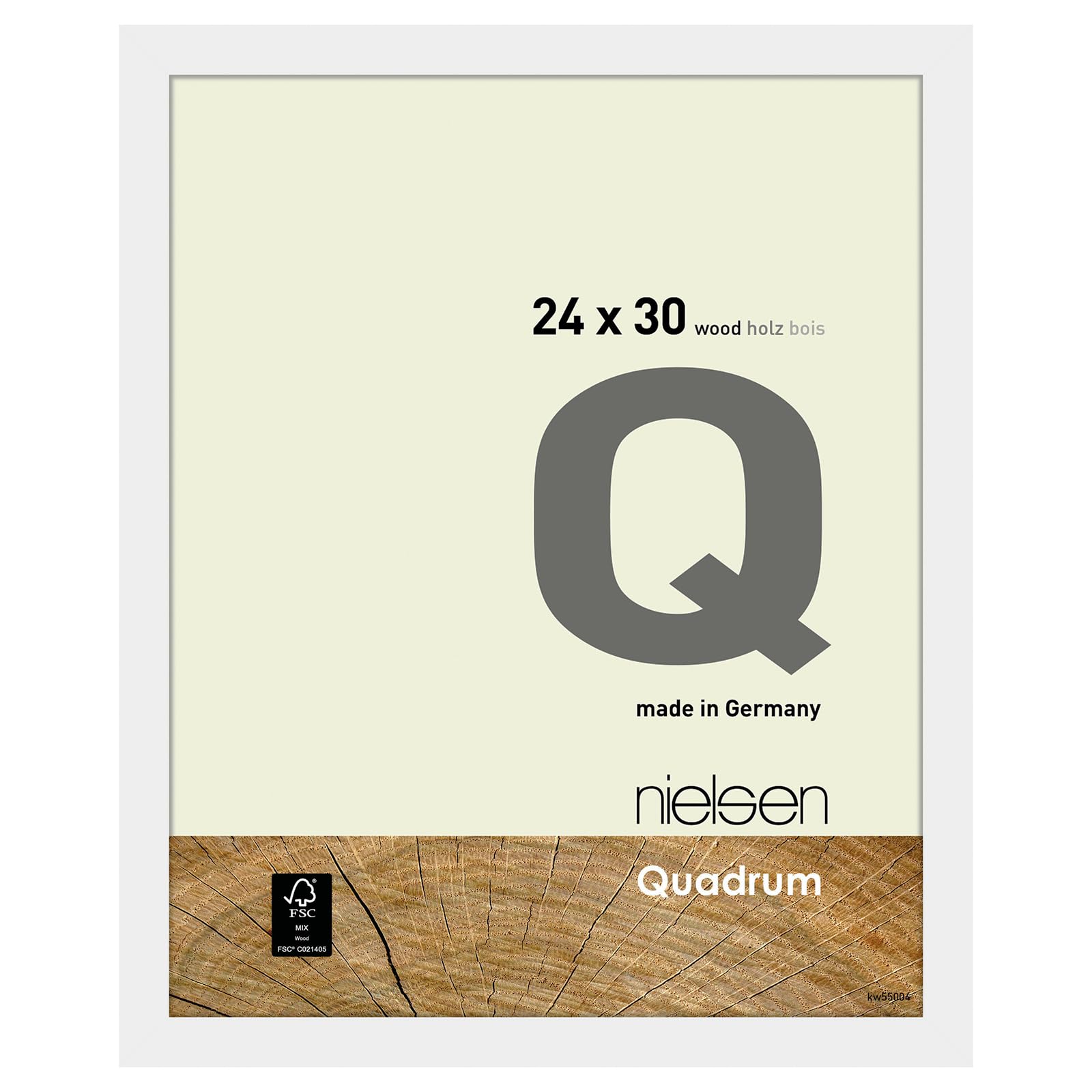 nielsen Quadrum Wooden Picture Frame - Matt White 24x30cm - with Float Glass and Easy Push-Turn Clips - for Photos and Art