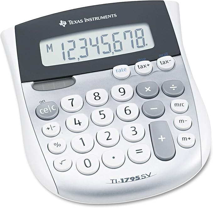 Texas Instruments TI1795SV Solar Office Calculator, Silver, 1 Pack