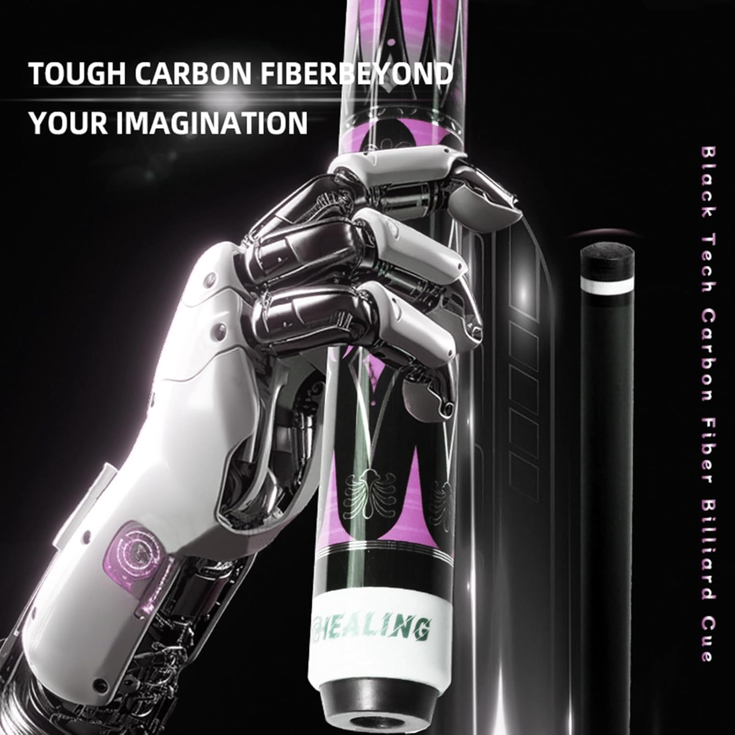 Carbon Fiber Billiard Cue, Playing Cue with 11.8mm Head, 1/2 Professional Billiard Cue, 58’ with 8-Tooth Connector for Billiard Enthusiasts