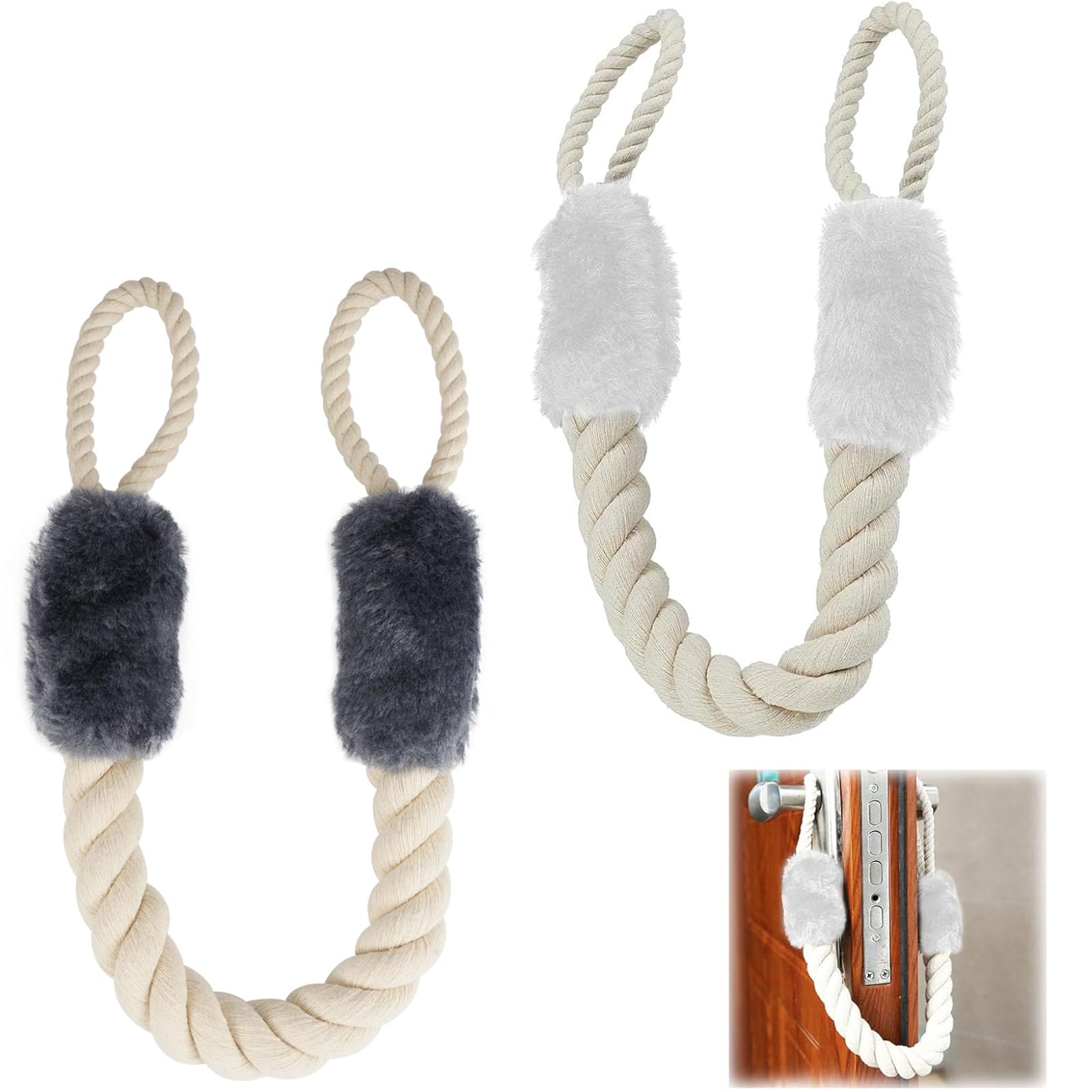 Anti-Collision Door Stopper Rope,2 Pcs Door Stop Rope Door Handle Protectors Door Cord Clamp Anti-Crash Door Handles Rope Safe for Children and Pets