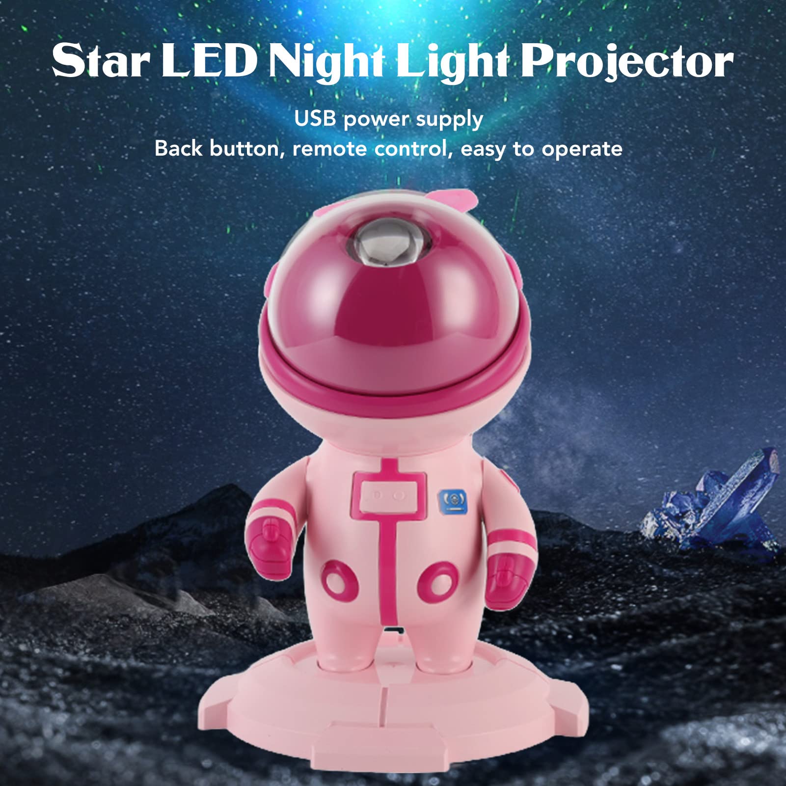 MEFE Proiettore di Luce Notturna a LED a Stella, Lampada per proiettore stellare cosmonauta USB, Luce di proiezione Ambientale RGB per Bambini, Adulti, Decorazione della Camera (Rosa)