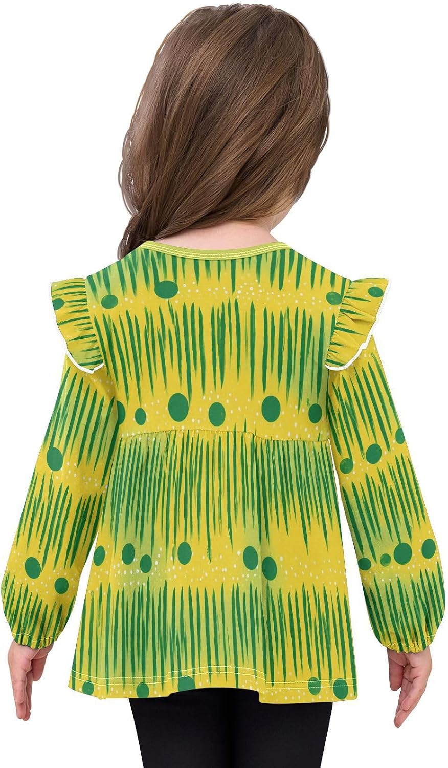 visesunny Toddler Clothes for Girls Abstract Spot Grass Long Sleeve Fall Shirts Cotton Top with Ruffle Collar