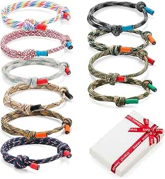 Bracelets Corde Tressée Pour Hommes - Lot De 12 - Réglables, Imperméables - Style Surf, Nautique, Décontracté