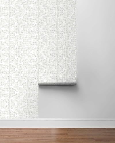 Miniatura 5 de NextWall Papel pintado Zen Geometric Peel and Vinyl Stick (Lunar Rock & Metallic Pearl) - Uno