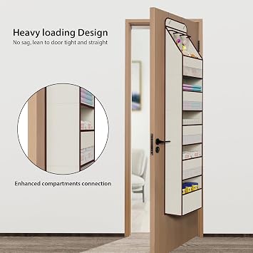 Univivi Fabric Over Door Hanging Organizer for Baby Nursery, Beige, 6-Shelf