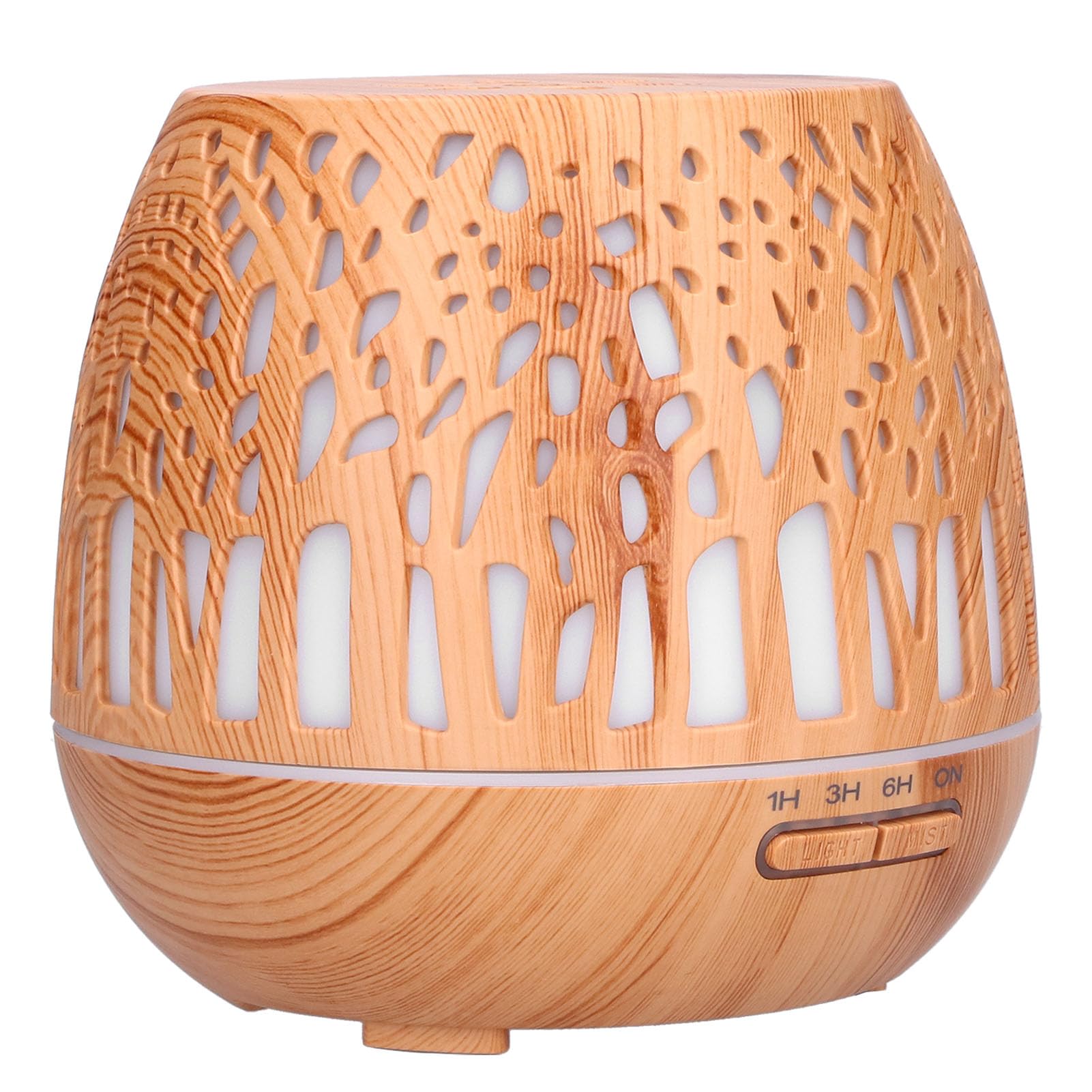 lyrlody Diffuseur d'arômes 400 ML, Diffuseur d'huiles Essentielles PP ABS Grain de Bois, Prise USB avec Brume Silencieuse 36 DB, Lumière 7 Couleurs, Minuterie 8 Heures pour Chambre à Coucher,