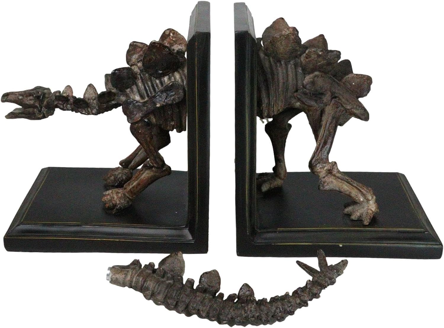 Ebros Museum Gallery Quality Prehistoric Stegosaurus Dinosaur Fossil Skeleton Bookends Pair Set Statue 9.75" High for Archaeology Fans Excavation of Ice Age Jurassic Era Decor Figurine Model