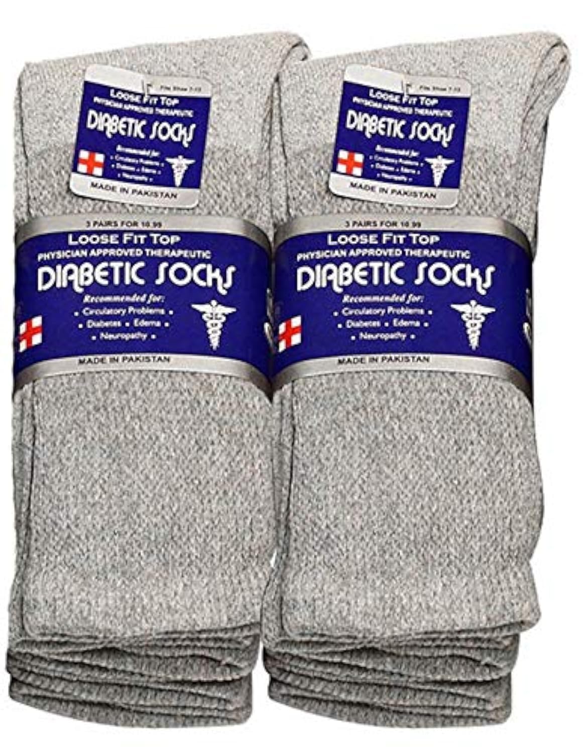 Falari Physicians Approved Diabetic Socks Crew Unisex 3, 6 or 12 Pack