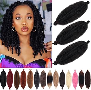 COOKOO 16 Inch Springy Afro Twist Hair 3 packs Pre-Separated Marley Twist Braiding Hair Pre-Fluffed Spring Twist Hair For Soft Locs Kinky Afro Twist Hair Synthetic Hair Extensions(16 Inch,1B#)