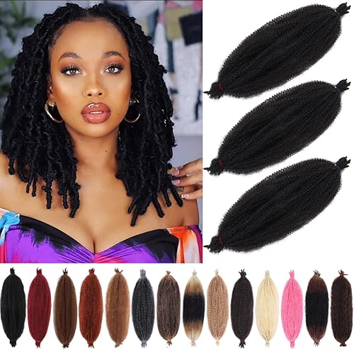 COOKOO Extensiones de cabello sintético estilo Marley preseparado de 16 pulgadas, color negro natural natural preseparado para extensiones de COOKOO Extensiones de cabello sintético estilo Marley preseparado de 16 pulgadas, color negro natural natural preseparado para extensiones de
