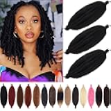 COOKOO 16 Inch Springy Afro Twist Hair 3 packs Pre-Separated Marley Twist Braiding Hair Pre-Fluffed Spring Twist Hair For Soft Locs Kinky Afro Twist Hair Synthetic Hair Extensions(16 Inch,1B#)