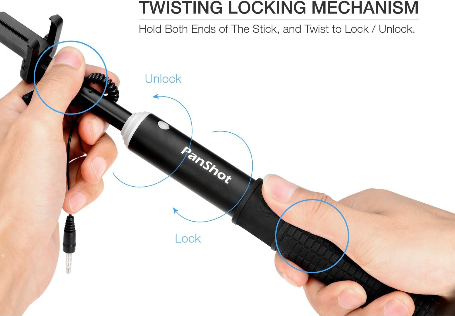 Selfie Stick, PanShot LT-C01 Cable Control Battery-Free Selfie Stick for Phone and GoPro