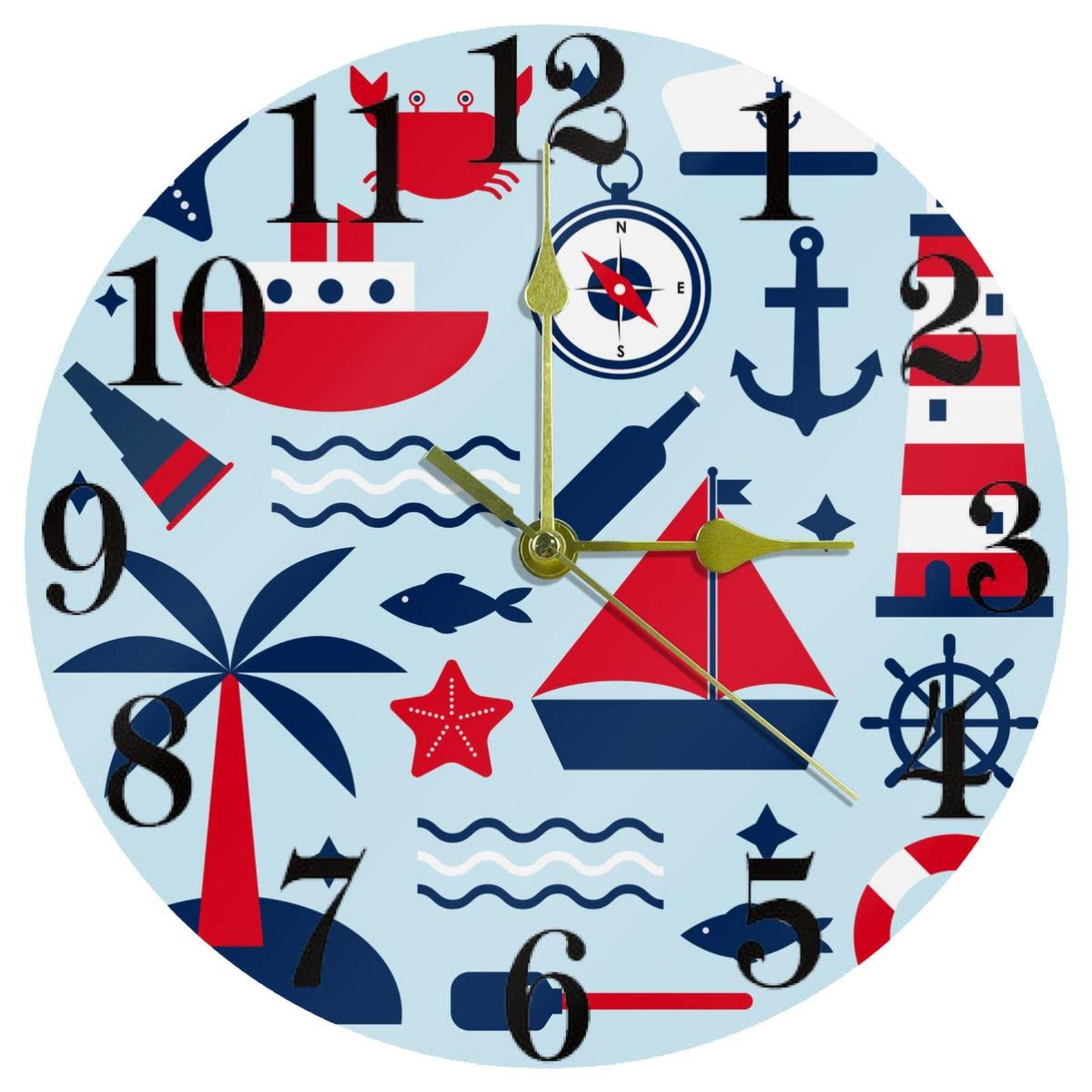 Horloge murale sans tic-tac finie l'insomnie horloge ronde bleue à quartz de maison