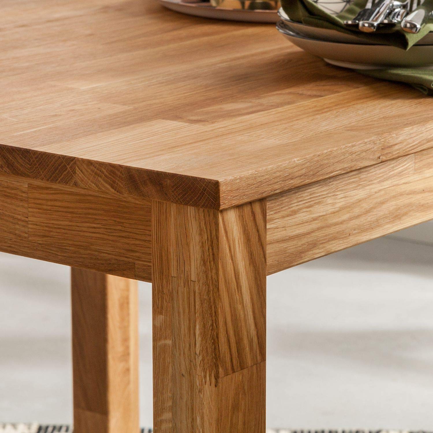 NORDICSTORY Esstisch für 4 Personen, Massivholz Eiche, Nordischer Stil oder Skandinavisch, für Wohnzimmer oder Küche, Eiche natur, 90 x 65 x 75 cm